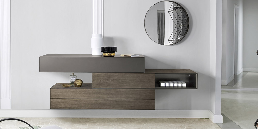 Comò di Design Nero e Grigio lucido modello Parma