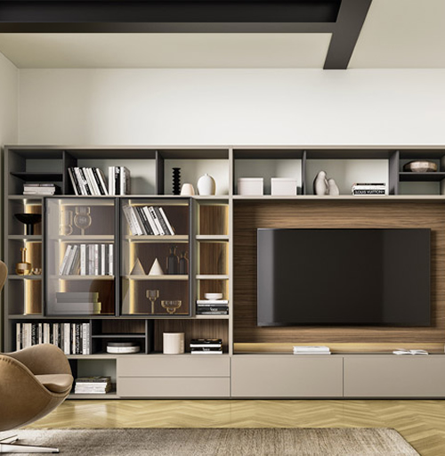 Mobile soggiorno TV stile moderno nero-beige
